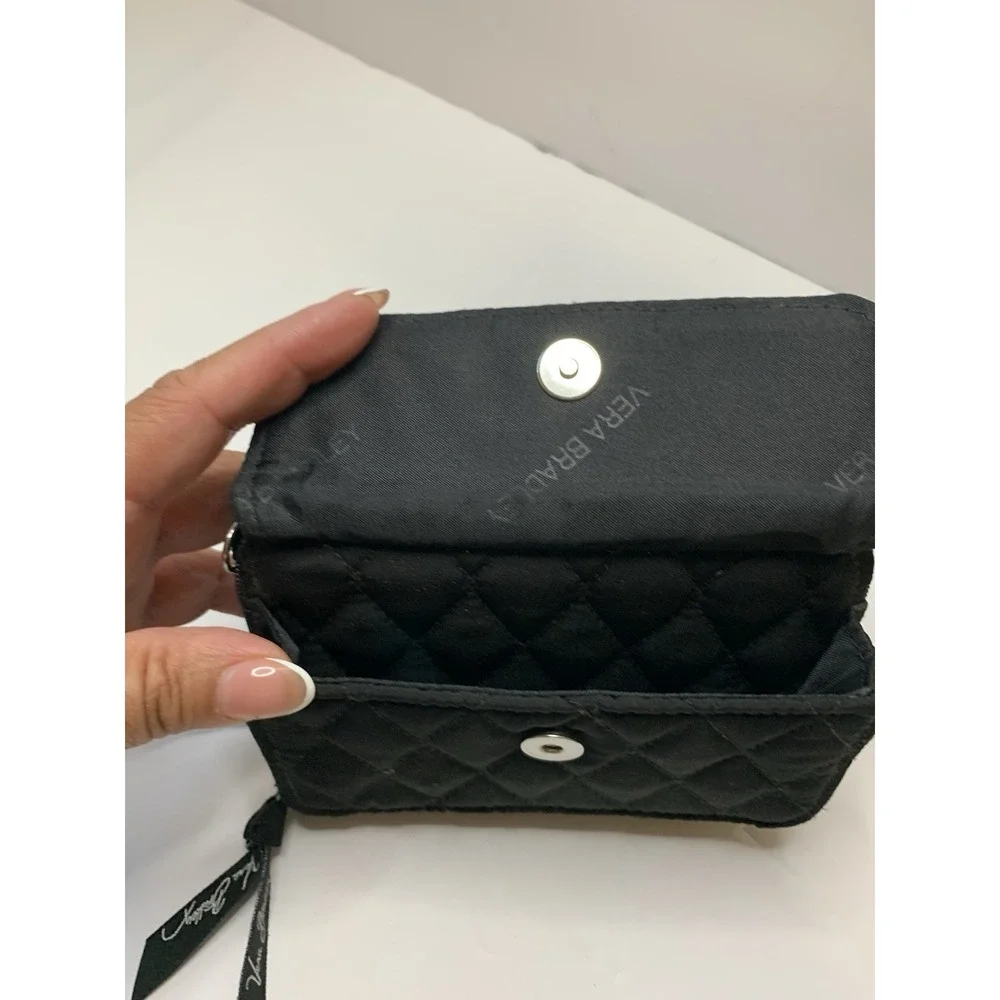 Vera‎ Bradley Women's Black Quilted Convertible Zip-Around Wallet NO STRAP